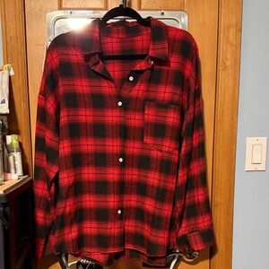 Red and Black Plaid Men's Shirt